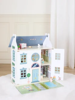 Alice & Fox Dukkehus med Møbler & 4 Dukker, Blå