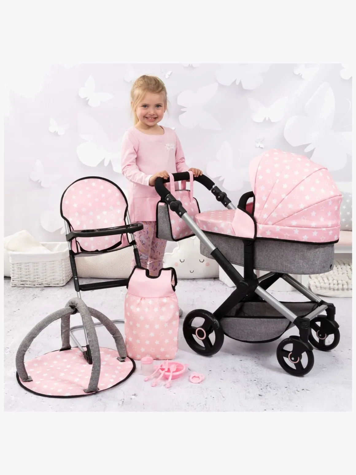 Bayer Design Combi Dukkevogn Xeo Sæt, Soft Pink