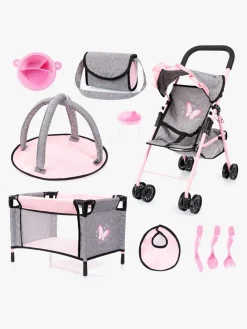 Bayer Design 10-i-1 Dukkevogn Sæt, Grå/Lyserød