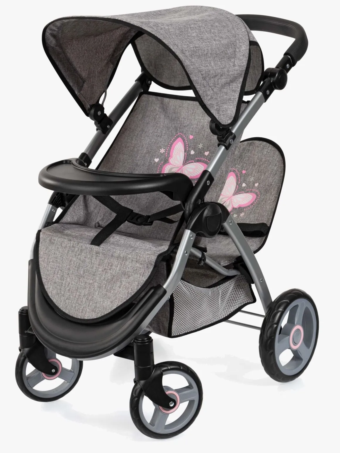 Bayer Design Twin Star Tvillingedukkevogn, Grå