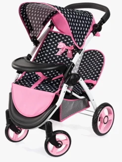 Bayer Design Twin Star Tvillingedukkevogn, Sort/Lyserød