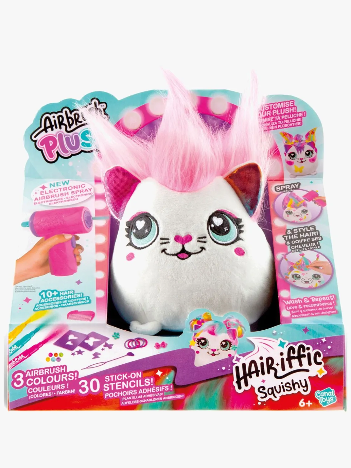 Canal Toys Airbrush Plush Hair'iffic Squishy Bamse Pal-Precious 17 cm