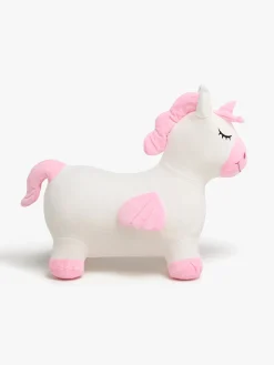 Cloudberry Castle Hoppedyr Enhjørning med Plysbetræk, Hvid
