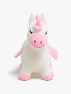 Cloudberry Castle Hoppedyr Enhjørning med Plysbetræk, Hvid