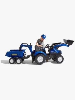 Falk New Holland Pedaltraktor med Trailer, Blå