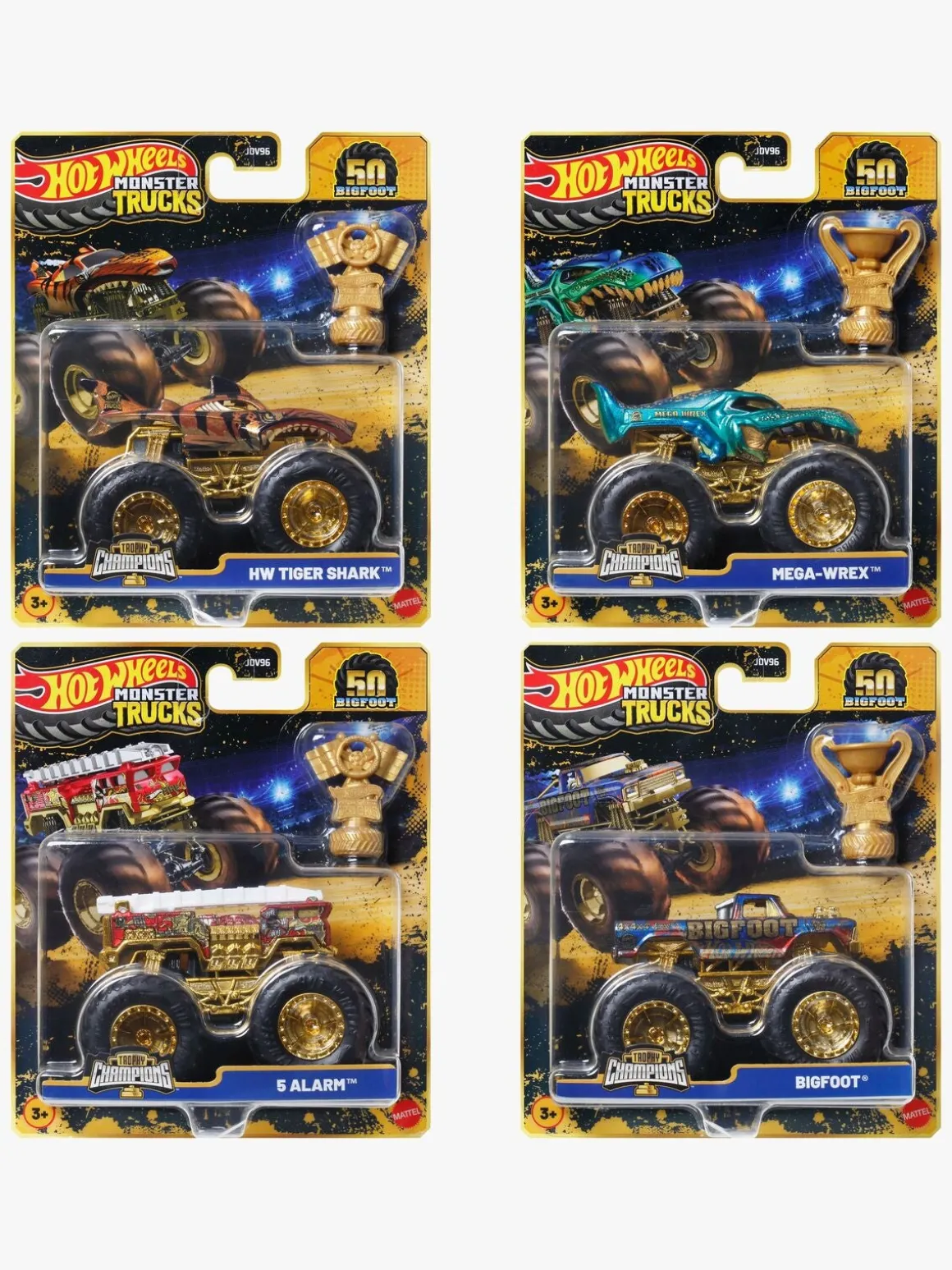Hot Wheels Monstertrucks Bigfoot Trophy Champions Bil Blandet Udvalg