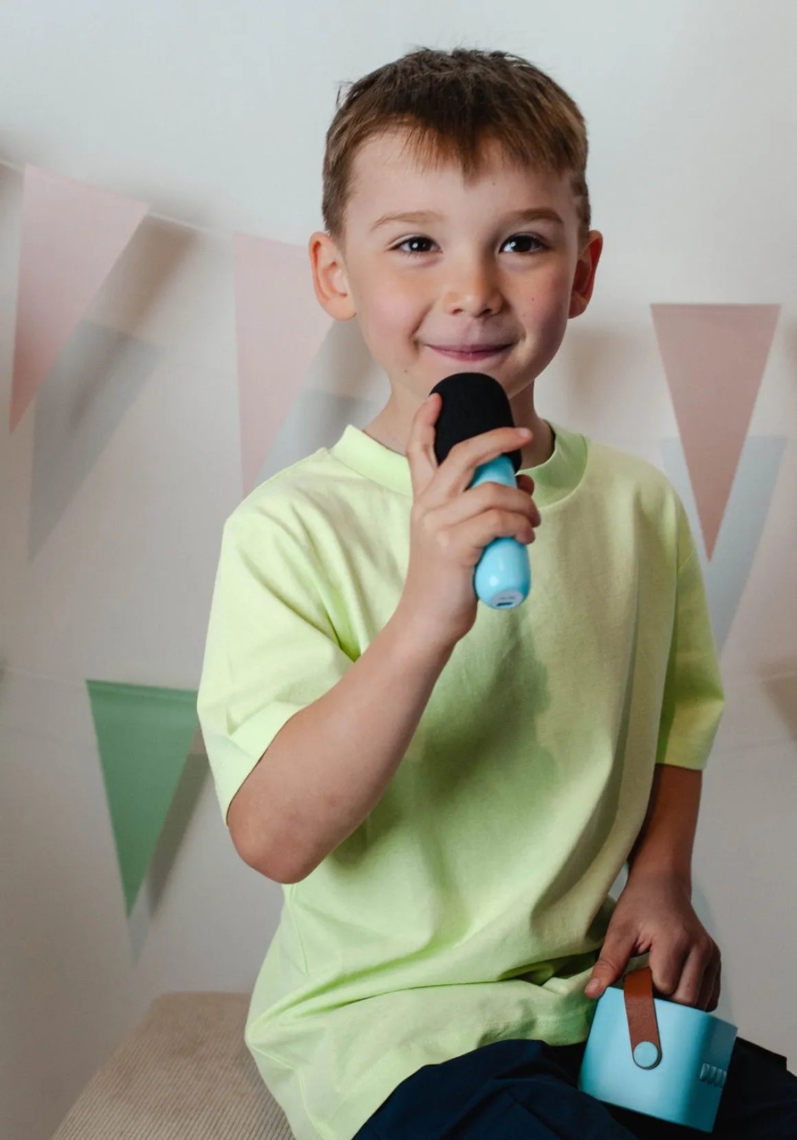 Lalarma Bluetooth-højttaler med Trådløs Mikrofon, Blå