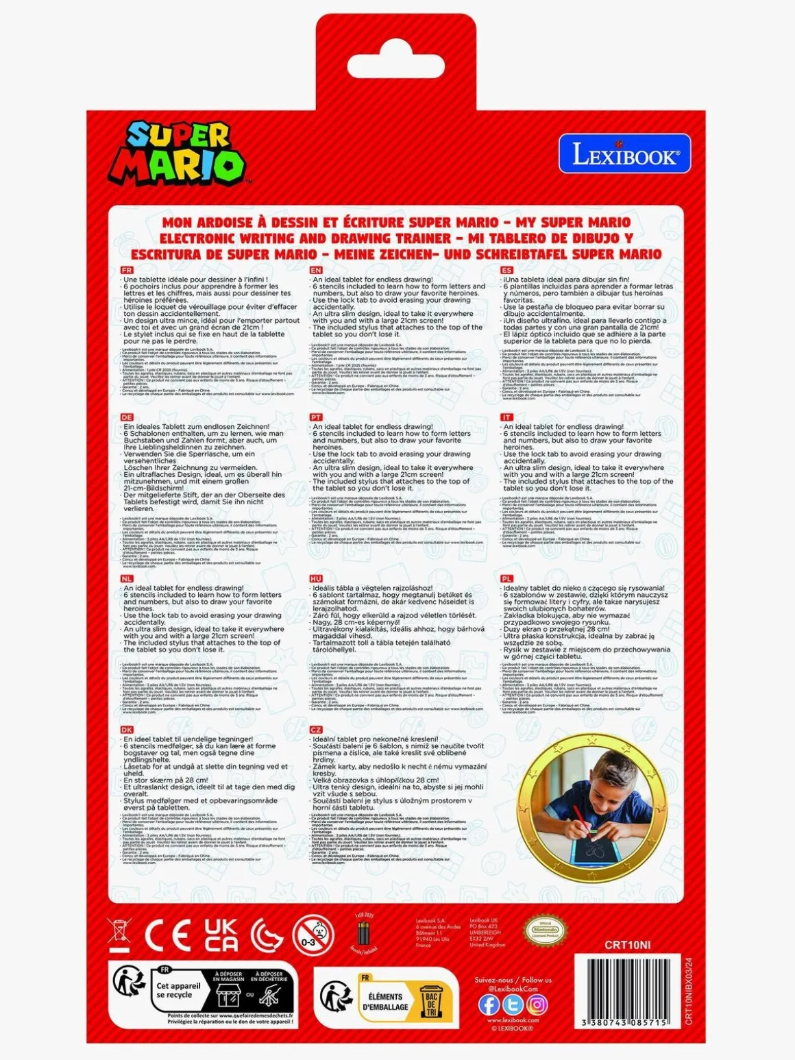 Lexibook Super Mario Tegnetablet med Stencilskabeloner