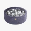Meowbaby Rund Boldbassin Velour 30x90, Blågrå