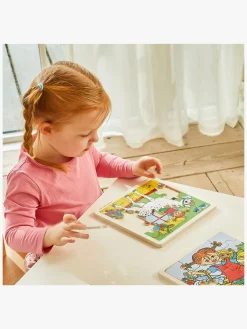 Pippi Langstrømpe Træpuslespil Pippi & Lilla Gubben 16 Dele