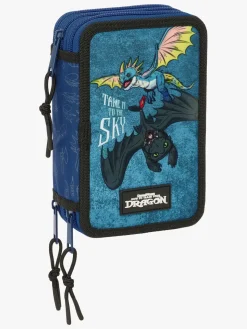 Sådan Træner Du Din Drage  Fyldt Penalhus med 3 Rum 37 Dele, Blå