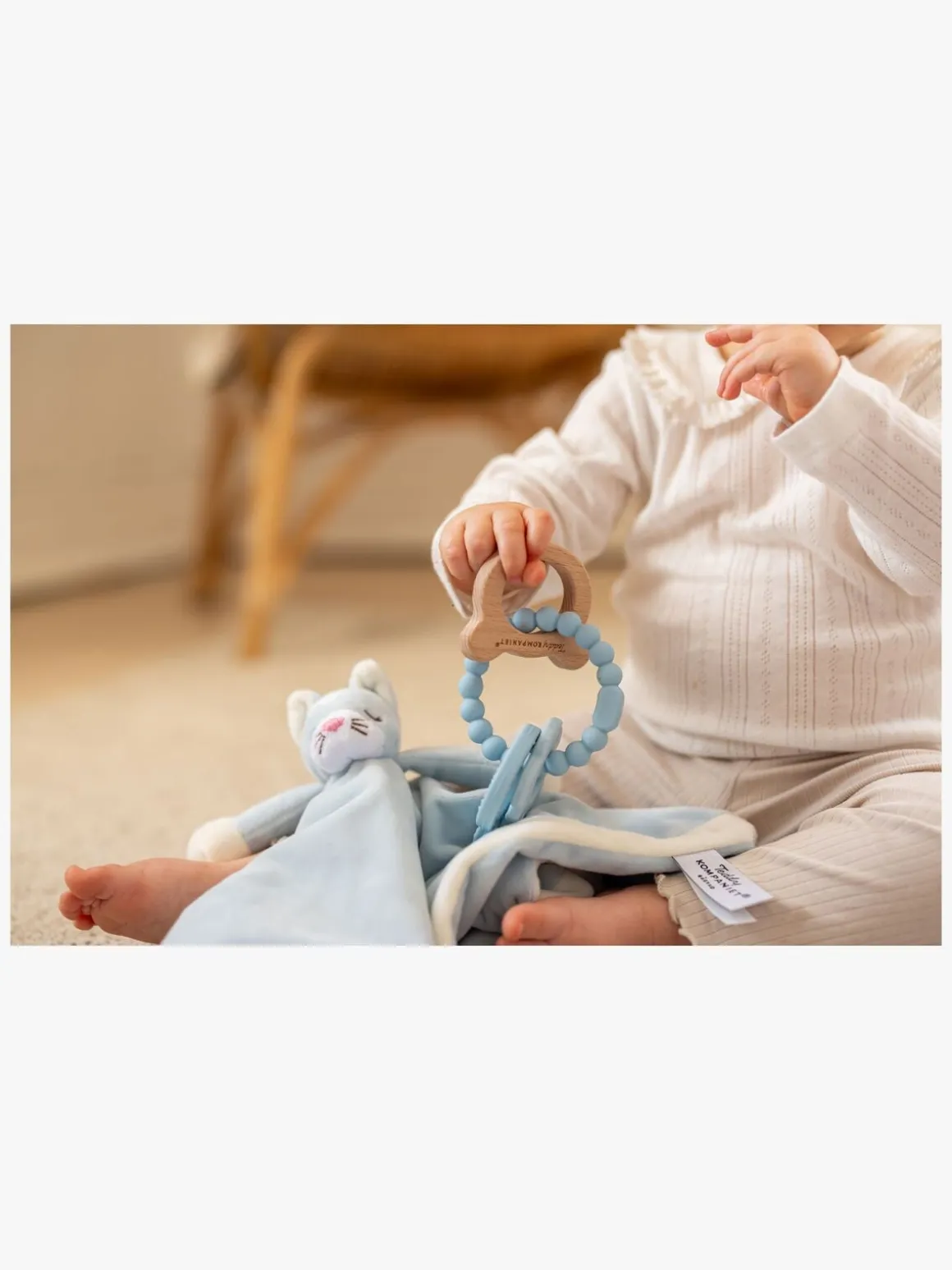 Teddykompaniet Silikone & træ Bidering, Teal